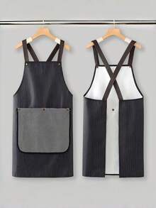 1件男女通用加厚防水防油涤纶厨房围裙，时尚实用：这款防水厨房围裙配有可拆卸毛巾，保持双手干爽清洁，适合厨房和酒店使用。 - 時尚 - 查看 10