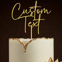 Hiasan Kue Pernikahan Emas Mr. & Mrs. - Akrilik Rustic Kustom dengan Potongan Laser, Nama Kustom, Dekorasi Ulang Tahun Pernikahan, Dekorasi Kue Efek 3D, Pesta Lajang - Topi Kue Pernikahan Emas - View 9