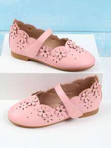 Giày bệt công chúa màu hồng cho bé gái với họa tiết hoa và khoét rỗng. - Hồng - Xem 5
