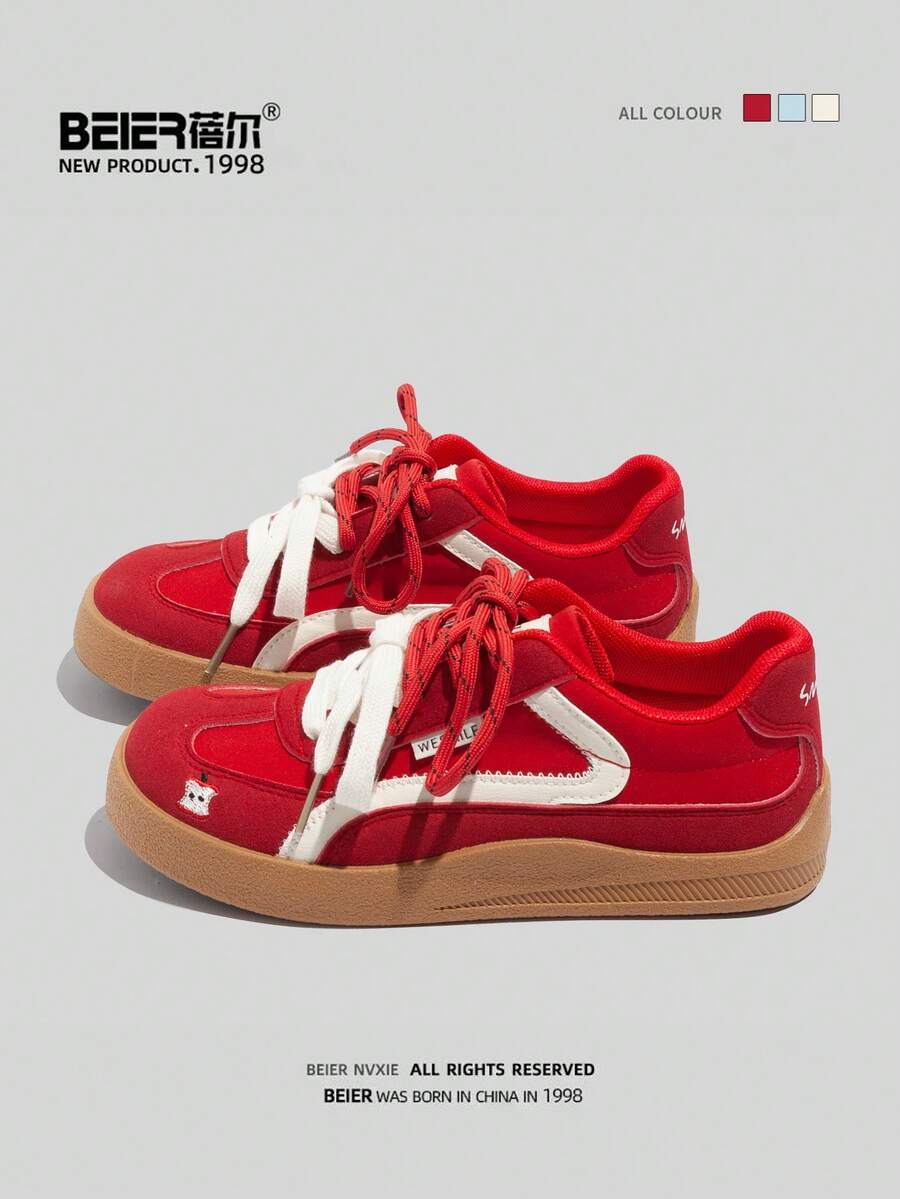 BEIER New Casual Women Lace-Up Rubber Sole Sneakers, Fashionable Everyday Wear