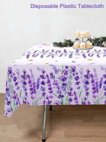 1pc Lavender Disposable Tablecloth - 137x183cm Spring PE Rectangle Table Cover, Suitable For Weddings, Parties, Birthday, Bridal Shower, Graduation, Baptism, Banquets, Spring Summer Party Table Cloth, Home Decorations, Kitchen Accessories - Multicolor - View 8