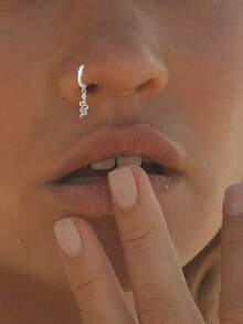 1pc S925 Sterling Silver Snake Shaped Animal Nose Ring, Fashionable Luxury Nose Jewelry - Single - View 2