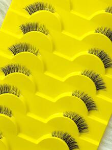 10 Pairs Half Lashes Clear Stems Cat Eye Look False Eyelashes Natural Fluffy Tail Elongated Faux Mink Lashes Reusable Clear Band Fake Eyelashes Makeup Tools Extension Fake Lashes Individual Lash Cluster Eyelashes - Natural Short Lashes - View 4
