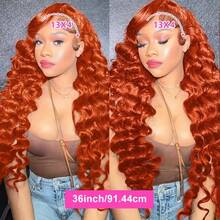 34 Inch 200% Density Glueless Wigs Blended Human Hair Pre Plucked #350 Ginger Orange 13x4 HD Lace Wigs Body Wave Lace Front Wigs Human Hair For Women - S350 - View 4