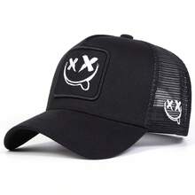 1pc Men's Smiling Face Embroidered Trucker Hat, Casual Baseball Cap For Street Fashion, Suitable For Spring, Autumn, Travel, Beach,Summer,Holiday - Multicolor - View 13