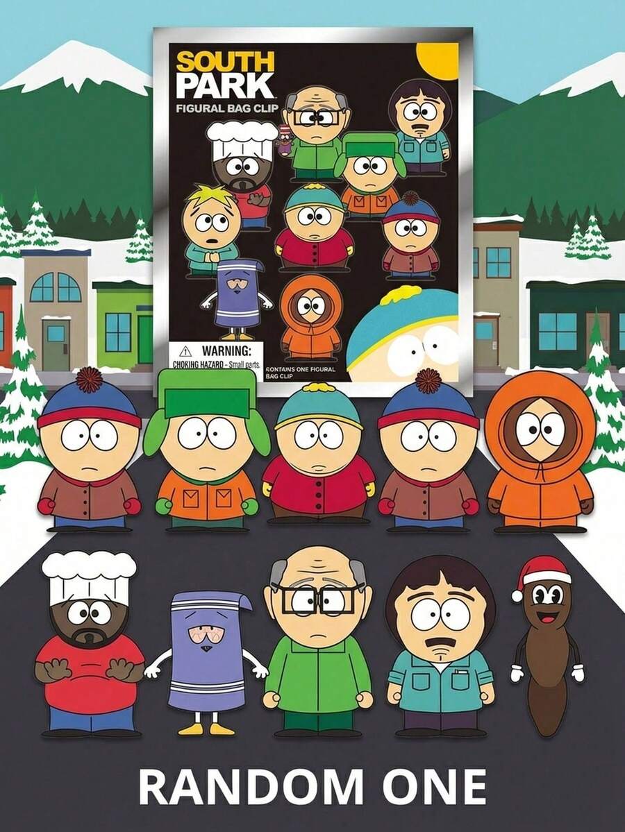 South Park Officially Licensed Keychain (1PC)-3D Foam Random One Bag Figure Bag Clip&Charm Zipper Pull Keyring Backpack Accessories Collectible Valentines Gift- - Multicolor - View 1