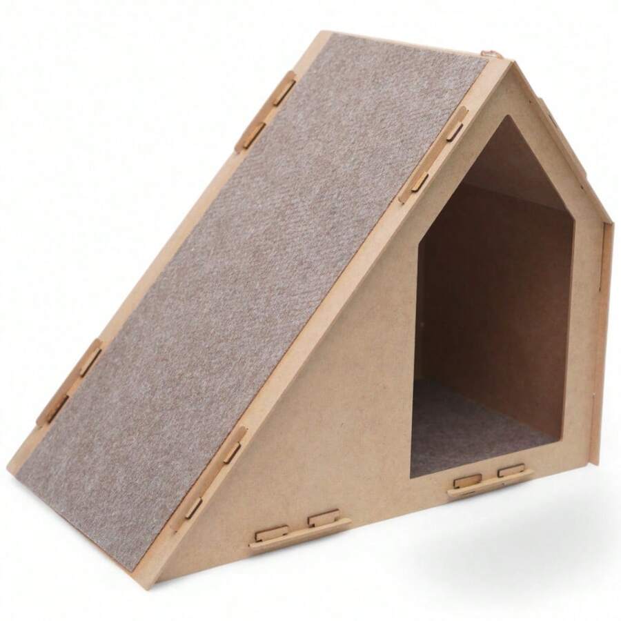 Casinha de Gato com Rampa Arranhador Com Rampa em MDF – Ideal para Afiação das Garras e Descanso