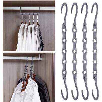 1/3/10 Pack Space Saving Clothes Hanger Wardrobe Organizer - ABS Material Thick Plastic Multi-Hooks, [Bearing Weight 3kg] Suitable For Clothing Stores, Space Saving, Wrinkle-Proof, Compact Wardrobe Storage, Dry Clothes, With 5 Slots, Vertical And Horizontal Dual Use, 360° Rotation, Easy Operation, Suitable For T-Shirts, Shirts, Short Sleeves, Skirts, Spring, Simple, Summer Tops