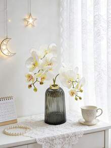 100支/套 仿真蝴蝶兰，大型逼真蝴蝶兰，经典风格仿真兰花装饰，人造花，仿真植物，情人节花瓶填充物，装饰性丝绸兰花枝，适用于客厅家居装饰、酒店婚礼花艺布置 - 白色 - 查看 6