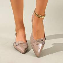 Women's Solid Color High Heels, Fashionable Pumps, Versatile Office & Casual Shoes - Apricot - View 3