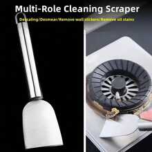 1 pieza Herramienta de cocina creativa, espátula de limpieza de acero inoxidable, espátula de limpieza de grasa para el hogar, espátula de hielo multifuncional, raspador de manchas. 1 pieza Raspador de limpieza multifuncional de acero inoxidable duradero, pala de utilidad de metal para uso en la cocina, el baño y el hogar - Multicolor - Ver 5