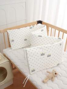 AIBOYING 1 件白色新生儿婴儿床保险杠，四季棉质婴儿床护栏，防摔保护婴儿床围栏 120/140/200 X 30 厘米 - 彩色 - 查看 2