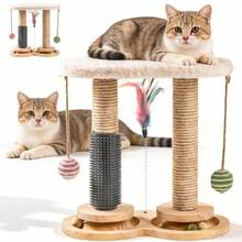 Kletter-Parcours für Katzen: Mehrstufiges Spielcenter mit Kugelbahn, Bällen und Kratzbäumen – Das unterhaltsame Fitness-Training für neugierige Samtpfoten. - Beige - Übersicht 7