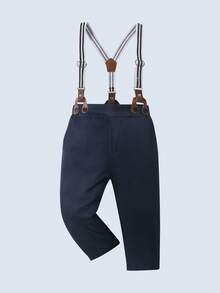 BOARNSEORL 三件套男童绅士套装，包括长袖白衬衫配领结、马甲和裤子，时尚百搭，适合生日派对、婚礼、洗礼等场合。 - 藏蓝色 - 查看 7