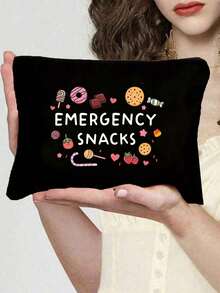Emergency Snacks Letter Printed Storage Bag, Christmas Gift For Mom, Teacher, Friend, Nurse, Cosmetic Bag, Gift Bag For Female Friends, Travel Souvenirs, Birthday, Women'S Day, Party, Bridesmaid Cosmetic Storage Bag, Toiletry Bag, Storage Bag, Cosmetic Bag, Cosmetic Storage Bag, Makeup Tools, Travel Gift Makeup Bag Makeup Bags Makeup Organizer Make Up Organizer Makeup Storage - Multicolor - View 17