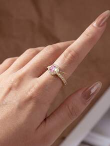 1pc Elegant Round Micro-Inlaid 925 Sterling Silver Ring, Delicate & Compact, Suitable For Dates, Daily Wear Or Gift - Round Diamond Ring - View 5