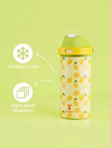 Meoky 18oz Vacuum Insulated Water Bottle with 2-in-1 Straw and Spout Lid, Insulated Cup, Keep Cold 24H, Leak-Proof, Fits in Car Cup Holder, Stainless Steel Tumbler for Sports, Travel, and School - 黃色 - 查看 7