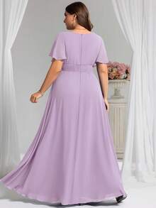 EVERPRETTY Elegant Chiffon Long Bridesmaid Dress, Mother Of The Bride Party - Mauve Purple - View 3