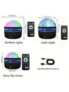 Lámpara de proyección YETHKE, accesorio de iluminación con efecto de nebulosa LED, alimentado por USB con control remoto, adecuado para proyección de cielo estrellado en el dormitorio, iluminación nocturna por proyección, ideal para el Día de San Valentín, fiestas de cumpleaños y decoración del hogar en el dormitorio - Multicolor - Ver 13