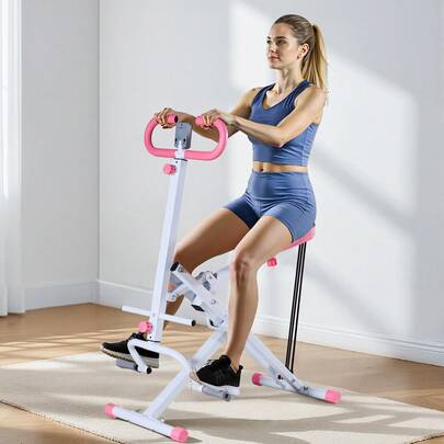 Squat Machine, Deep Squat Rowing Machine For Home, Easy Setup & Foldable Exercise Equipment, Glute Trainer Machine With 3 High-Strength Resistance Bands, Glutes & Leg Home Workout Machine, White