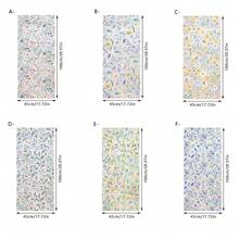 1/6片装水仙花图案彩色玻璃贴纸，静电吸附，呈现彩虹效果，隐私保护贴纸，适用于家居、厨房、卧室、浴室装饰，春日田园风格艺术 - 彩色 - 查看 3