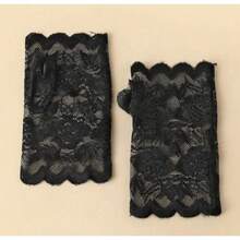 1 Pair Of Sexy Solid Lace Gloves For Christmas And Valentine's Day - 紅色 - 查看 2