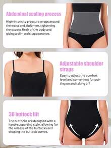 Nebility Shapewear Waist Trainer Bodysuits Women Clothing Tummy Control Seamless Full Body Shaper Square Neck Jumpsuits Top - 黑色 - 查看 4