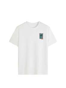 1pc Young Boys Casual Printed Round Neck Short Sleeve T-Shirt, Summer Student Wear - A And Versatile T-Shirt That Brings Joy And Happiness To Every Child! - White - View 6