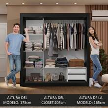 Ropero Closet Madesa 3 Puertas 2 Espejos Color Negro y Marrón 01 decoración de cuarto espejos espejo Body completo vanity tocador muebles para cuarto muebles escritorio vanity closet para ropa mueble para baño espejos de Body completo tocador cajonera ropero mesa sillas cajonera para ropa ropero para ropa - Negro y Marrón - Ver 5