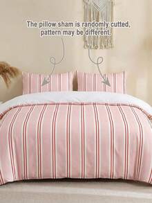 2pcs/3pcs Pink Striped Numeric Print Duvet Cover Set (1 Duvet Cover + 2 Pillow Shams, Inserts Not Included), Made Of Polyester Fiber, Suitable For Daily Use, Soft And Skin-Friendly, Applicable To Bedroom, Master Bedroom, Guest Room And Secondary Bedroom - Multicolor - View 5