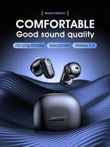 Acer OHR501 藍牙耳機 TWS 無線入耳式短柄設計 重低音 遊戲低延遲 佩戴舒適 適合學習、商務、運動，兼容手機 iOS/Android 系統 - 黑色 - 查看 4