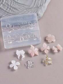1pc Lily Flower Nail Art Carving Mold, Embossed Hibiscus Petal Pattern Design Template, DIY Nail Stamping Tool, Nail Art Supplies, Nail Tools, Nail Art Tools, Back To School Season, Nail Art, Nail Art Tools (Suitable For Nail Stickers) - Clear - 查看 10