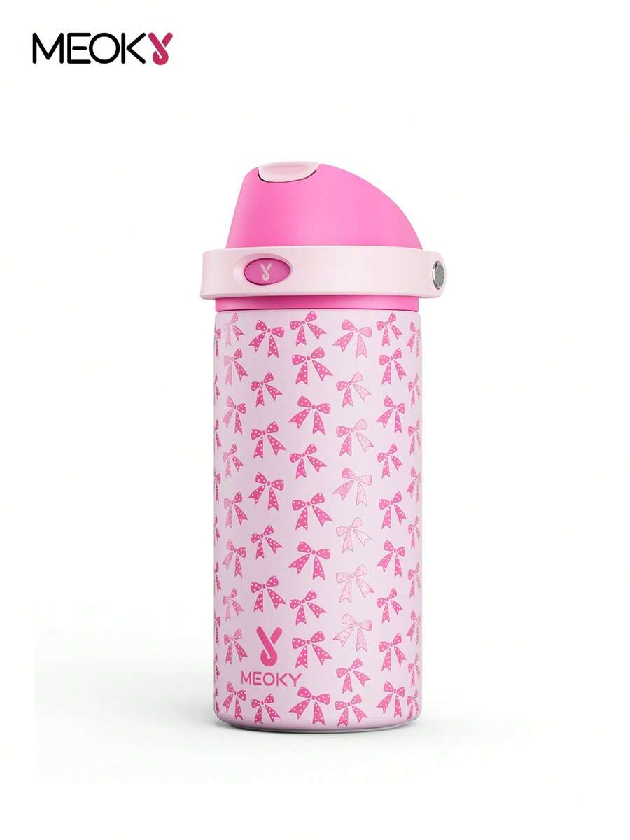Meoky 18oz Vacuum Insulated Water Bottle with 2-in-1 Straw and Spout Lid, Insulated Cup, Keep Cold 24H, Leak-Proof, Fits in Car Cup Holder, Stainless Steel Tumbler for Sports, Travel, and School - 淺粉色 - 查看 1