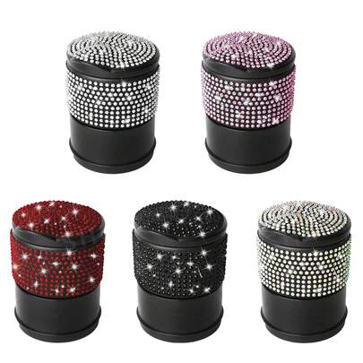 1 gạt tàn thuốc lá ô tô không khói - Gạt tàn thuốc lá ô tô hình kim cương lấp lánh, gạt tàn thuốc lá ô tô pha lê lấp lánh quyến rũ có nắp đậy, di động dùng cho văn phòng và nhà, phù hợp với mọi loại xe, thiết kế sáng tạo thời trang dành cho phụ nữ, gạt tàn thuốc lá ô tô bằng nhựa bền.