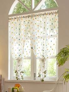 1件装新款流行彩色蓬松球形窗帘，轻薄透气，设计优雅，适用于高端别墅、农舍、阳台、客厅、卧室装饰，100克 - A - 查看 3