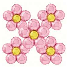 5pcs 18-Inch Pink Daisy Flower Foil Balloons, Decoration For Birthday Party, Festival, Anniversary - Multicolor - View 16
