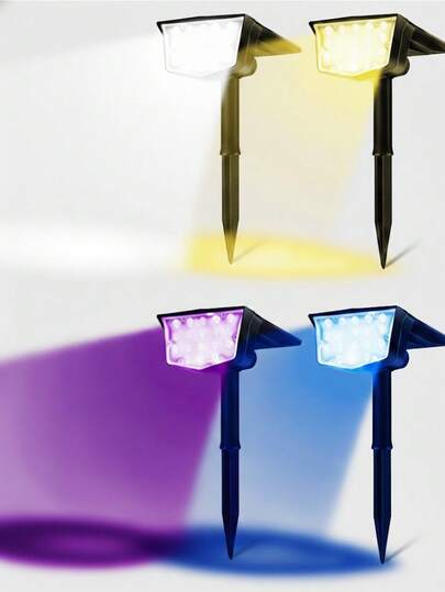 Bộ 2 đèn pha năng lượng mặt trời ngoài trời, độ sáng tối đa 700 lumen, đèn chiếu sáng cảnh quan năng lượng mặt trời, 3 chế độ sáng, đèn gắn tường năng lượng mặt trời cho sân vườn, đường lái xe, lối đi, 2 chiếc/bộ