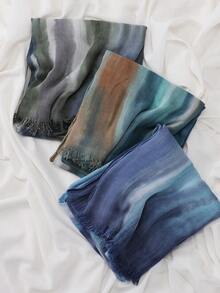 1pc Modest Hijab Asymmetrical Tie-Dye Tie Dye Muslim Headscarf, Soft And Breathable Modal Hijab Shawl - Multicolor - View 7