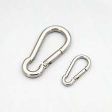 304 Stainless Steel Carabiner Clip, Mini Pear-Shaped Spring Hook For Outdoor,Keychain - Small Safety Locking Carabiner - Silver-M4 - 查看 2