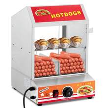 Vaporera para perritos calientes, calentador eléctrico de 2 niveles para perritos calientes y panecillos, acero inoxidable de 28.5 cuartos de galón con puertas y divisor de vidrio, calentador de alimentos comercial para cafeterías y tiendas. - Tipo de Enchufe B USA (110-127V) - Ver 8