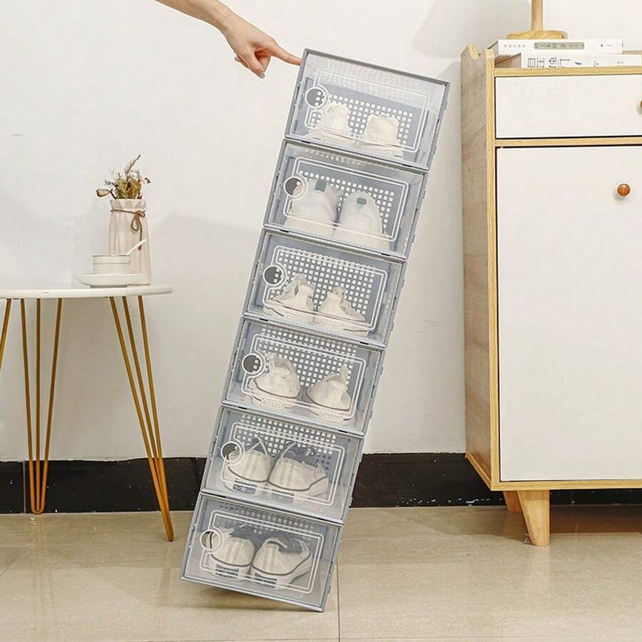 Aimall 12pcs Transparent Plastic Shoe Box Storage Organizer Stackable ...
