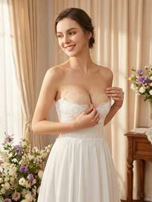 Silicone Adhesive Push-Up Bra - Strapless - Invisible And Reusable, With Secure Closure For Low-Cut And Backless Dresses - 杏色 - 查看 4