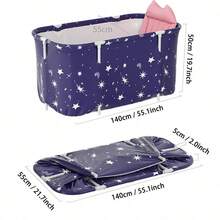 Bathtub Folding Portable Bath Tub Adult Warm Home Spa Soaking Barrel PVC - Blue - View 10