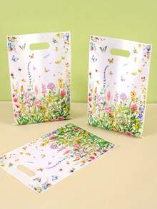 10/20/50个装春季野花礼品袋，蝴蝶塑料礼品包装袋，适用于婚礼、新娘送礼会、婴儿送礼会、周年纪念、蝴蝶主题生日派对用品、春夏假日手提袋、厨房用品、小型企业用品、零售购物袋 - 彩色 - 查看 9