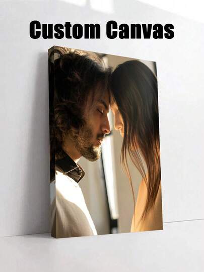 1pc Customized Canvas Wall Art, Personalized Poster, Cozy Framed Canvas Painting, Suitable For Valentine's Day, Wedding Anniversary, Mother's Day, Father's Day, New Year Decoration, Bedroom Decor, Customizable Gift