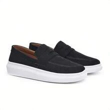 Men's Modern Casual Loafer Shoe In Premium Suede - 黑色 - 查看 3