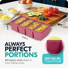 1 Cup Silicone Freezer Trays With Lids, Soup Container Style Cube Trays, Easily Prepare Portioned Meals, Storing Soups, Pasta, Sauces, And Leftovers; Dishwasher Oven  - 2 - Pack - 藍色 - 查看 2