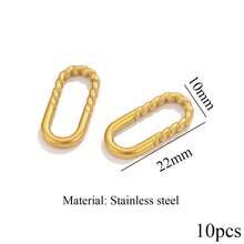 10件套不锈钢时尚扭纹椭圆形吊坠项链耳环手链连接件，DIY珠宝制作，适合日常佩戴 - 邊框吊墜 - 查看 12