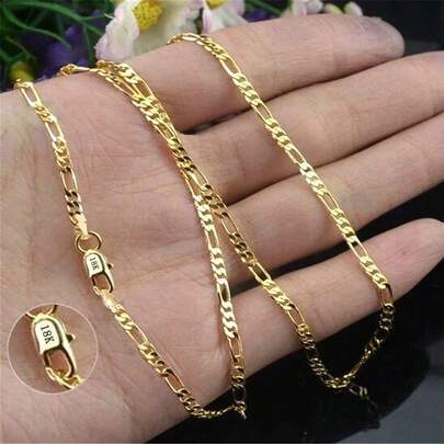 18K镀金项链，男女皆宜，链长16-30英寸，百搭优雅，时尚珠宝礼品