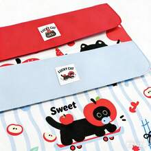 1pc New Cute Apple Cat Design Multi-Functional Large Capacity Handheld Document Bag, Portable File Organizer - Apple Cat File Folder - View 8